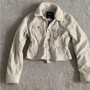 Women's Beige Jacket with Faux Fur Collar